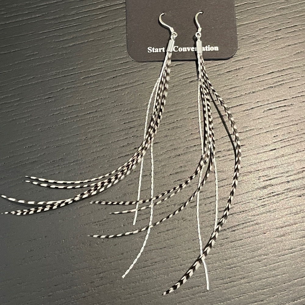 NEW - Long Coque Feather Earrings